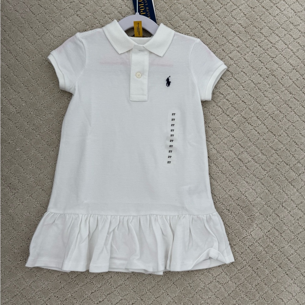 NWT Polo by Ralph Lauren White Girl’s Cotton Mesh Polo Dress